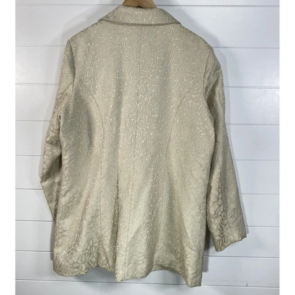 Susan Graver Coat Womens XL Jacquard Floral‎ Metallic Button Up Jacket Blazer